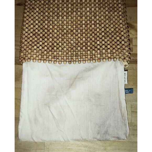 EXP - Brown Wood Round Beaded Purse with Beaded Strap - Picture 4 of 6